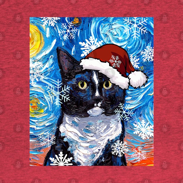 Tuxedo Cat Santa by sagittariusgallery